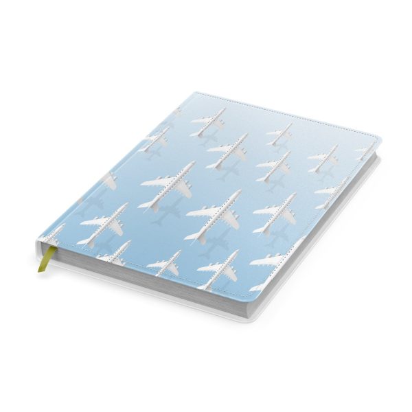 White Seamless Airplanes & Shadows Designed Notebooks For Sale