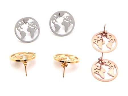 World Map Shape Designed Earrings Online Hot Sale