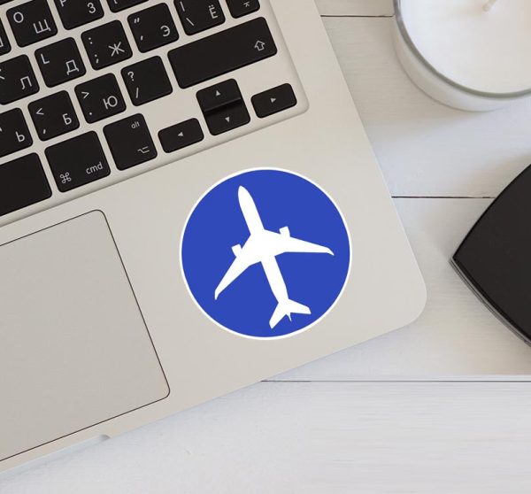 Airplane & Circle (Blue) Designed Stickers Online