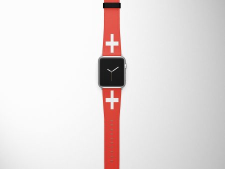 Switzerland Flag Designed Leather Apple Watch Straps For Sale