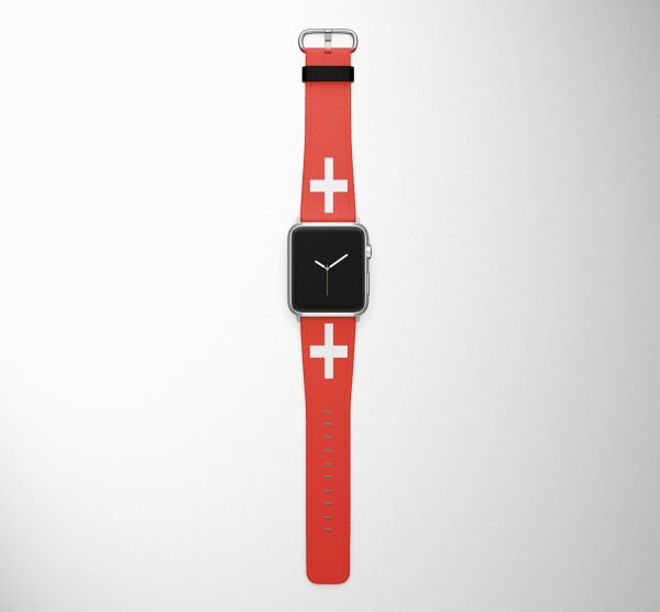 Switzerland Flag Designed Leather Apple Watch Straps For Sale