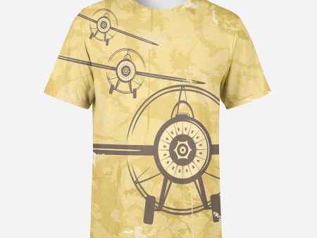 Super Vintage Propeller Printed 3D T-Shirts Online now