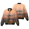 Super Cool Landing During Sunset Designed 3D Pilot Bomber Jackets Online Sale