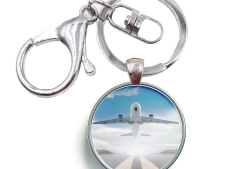 Taking off Aircraft Designed Circle Key Chains Discount