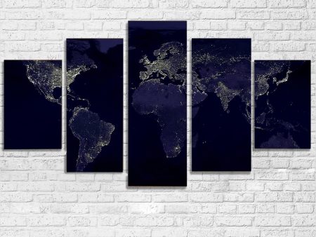 World Map From Space Printed Multiple Canvas Poster Sale