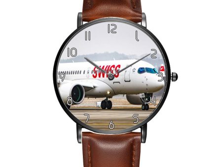 Swiss Airlines Bombardier CS100 Leather Strap Watches Hot on Sale