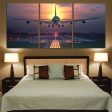 Super Boeing 747 Landing During Sunset Printed Canvas Posters (3 Pieces) Online now