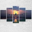 Super Boeing 747 Landing During Sunset Printed Multiple Canvas Poster Sale