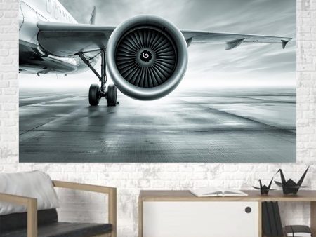 Super Cool Airliner Jet Engine Printed Canvas Posters (1 Piece) on Sale