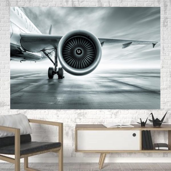 Super Cool Airliner Jet Engine Printed Canvas Posters (1 Piece) on Sale