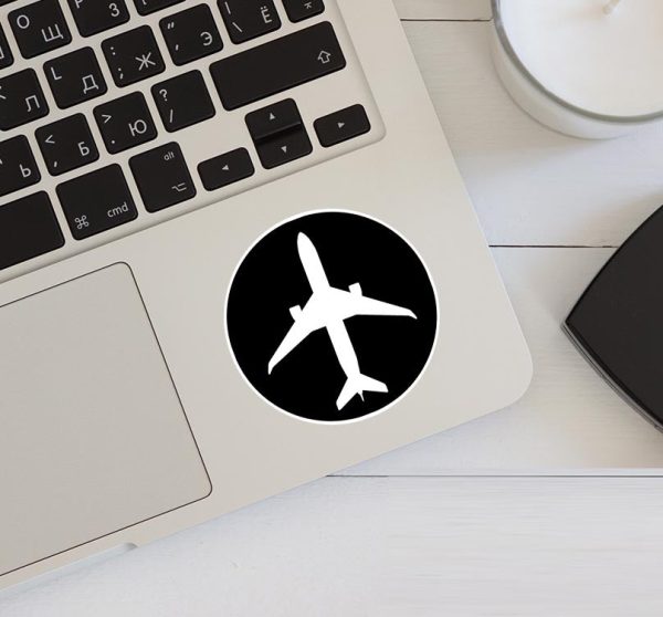 Airplane & Circle (Black) Designed Stickers on Sale