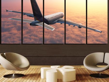 Super Cruising Airbus A380 over Clouds Canvas Prints (5 Pieces) Online Sale