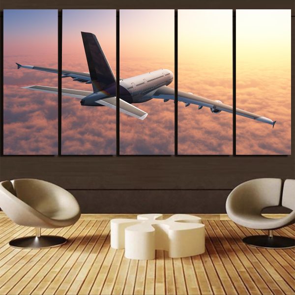 Super Cruising Airbus A380 over Clouds Canvas Prints (5 Pieces) Online Sale