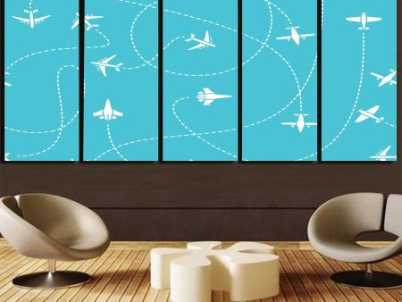 Travel The The World By Plane Canvas Prints (5 Pieces) Supply