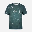 Travelling with Aircraft (Green) Designed 3D T-Shirts Fashion