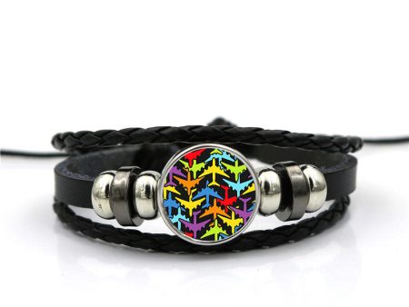 Super Colourful Airplanes Designed Leather Bracelets Online