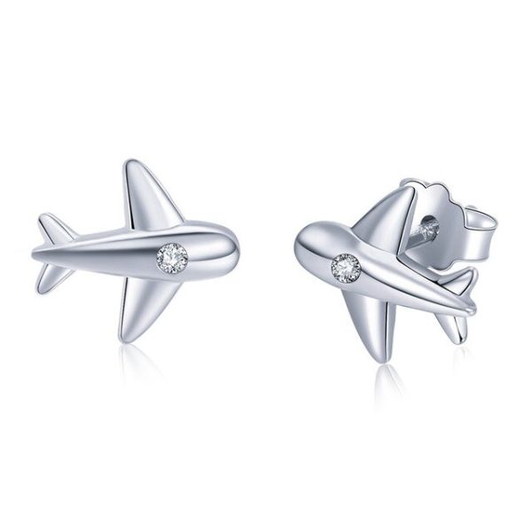 Ultra High Quality 925 Silver Airplane Shape Earrings For Sale