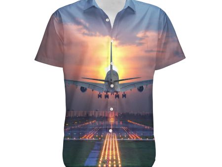 Super Airbus A380 Landing During Sunset Designed 3D Shirts Online Sale