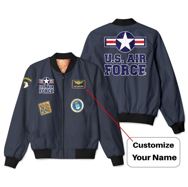 US Air Force + Patches Designed 3D Pilot Bomber Jackets For Sale