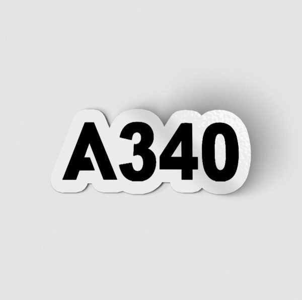 A340 Flat Text Designed Stickers Sale