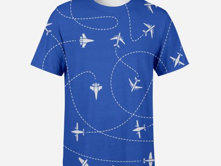 Travel The World By Plane (Blue) Designed 3D T-Shirts Supply