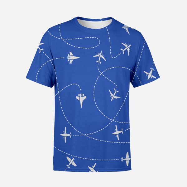 Travel The World By Plane (Blue) Designed 3D T-Shirts Supply