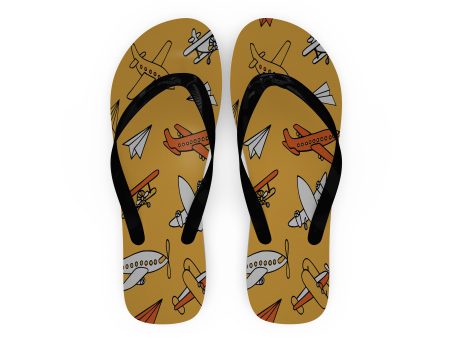 Super Drawings of Airplanes Designed Slippers (Flip Flops) Online Sale