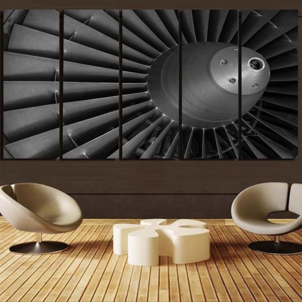 Super View of Jet Engine Printed Canvas Prints (5 Pieces) Discount