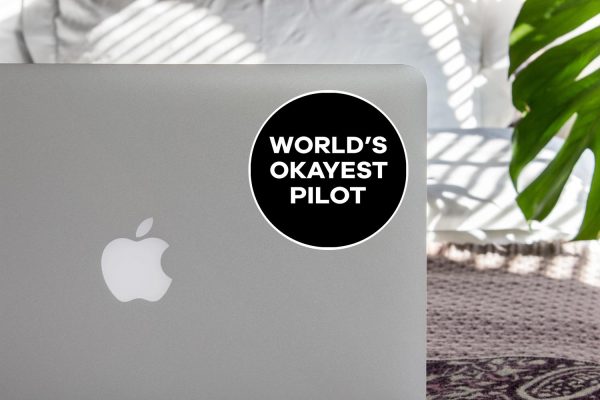 World s Okayest Pilot (Circle) Designed Stickers Fashion