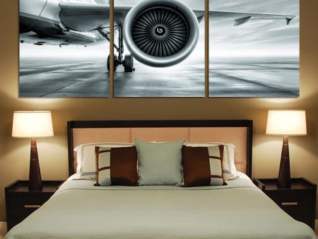 Super Cool Airliner Jet Engine Printed Canvas Posters (3 Pieces) Supply