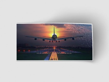 Super Airbus A380 Landing During Sunset Designed Stickers Fashion