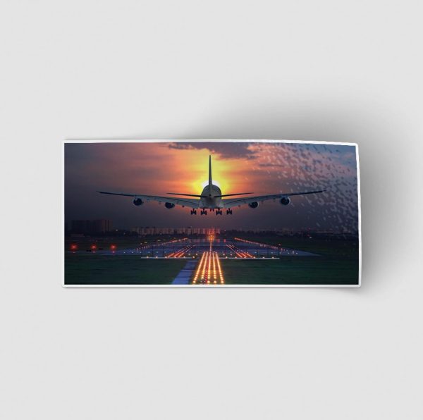 Super Airbus A380 Landing During Sunset Designed Stickers Fashion