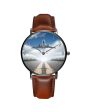 Taking Off Aircraft Printed Leather Strap Watches Hot on Sale