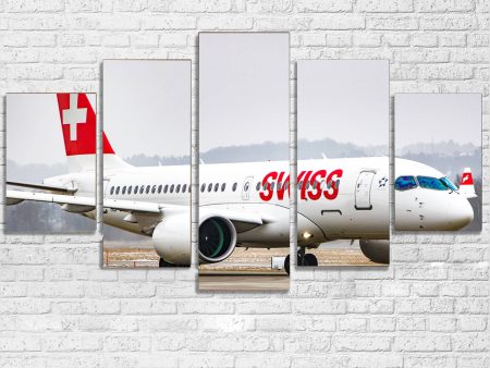 Swiss Airlines Bombardier CS100 Printed Multiple Canvas Poster For Sale