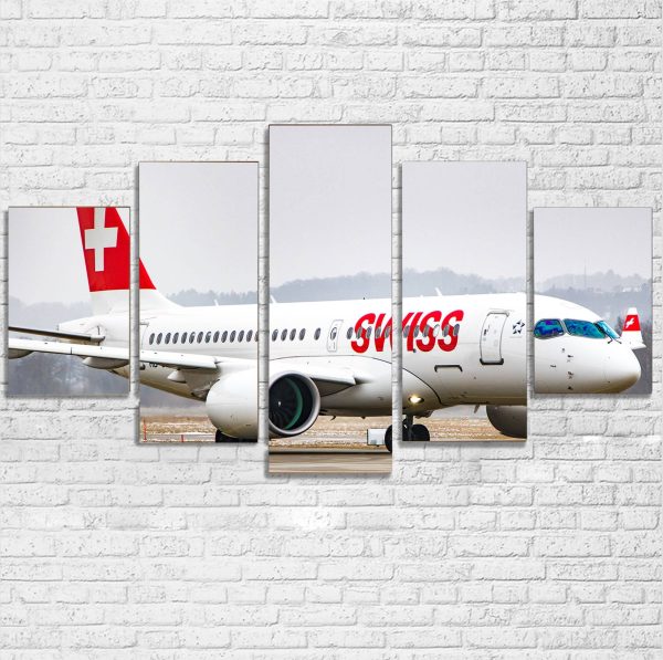 Swiss Airlines Bombardier CS100 Printed Multiple Canvas Poster For Sale