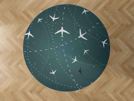 Travelling with Aircraft (Green) Carpet & Floor Mats (Round) For Sale