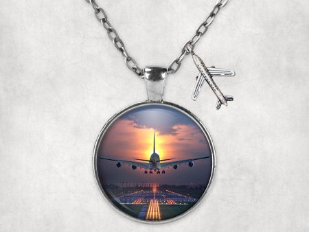 Super Airbus A380 Landing During Sunset Designed Necklaces For Cheap