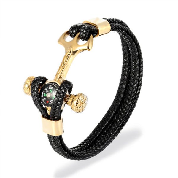 Super  Rope Style  Leather Bracelet with Compass on Sale