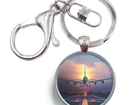 Super Airbus A380 Landing During Sunset Designed Circle Key Chains Online now