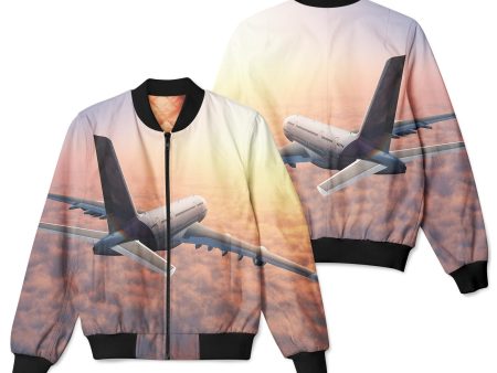 Super Cruising Airbus A380 over Clouds Designed 3D Pilot Bomber Jackets Online Sale