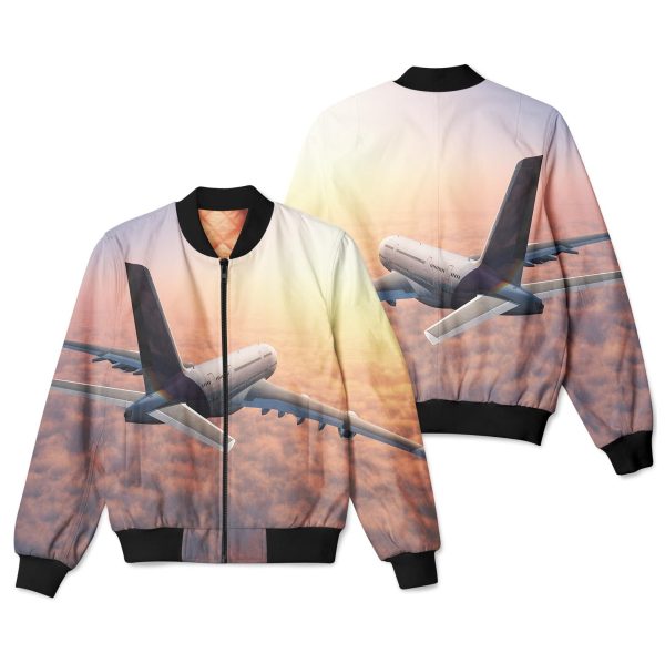 Super Cruising Airbus A380 over Clouds Designed 3D Pilot Bomber Jackets Online Sale