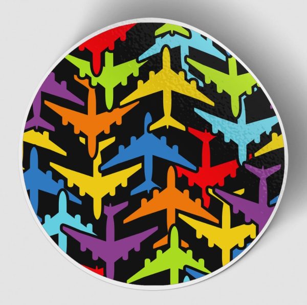 Super Colourful Airplanes Designed Stickers For Discount