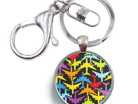 Super Colourful Airplanes Designed Circle Key Chains Supply