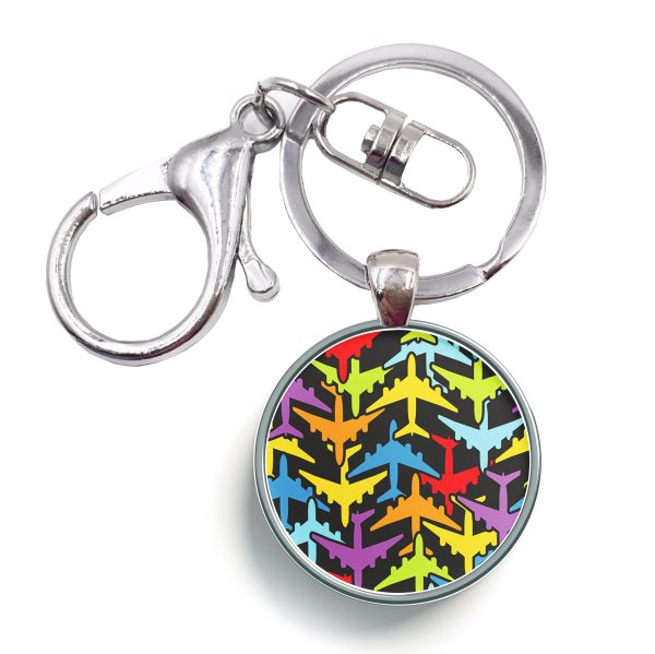 Super Colourful Airplanes Designed Circle Key Chains Supply