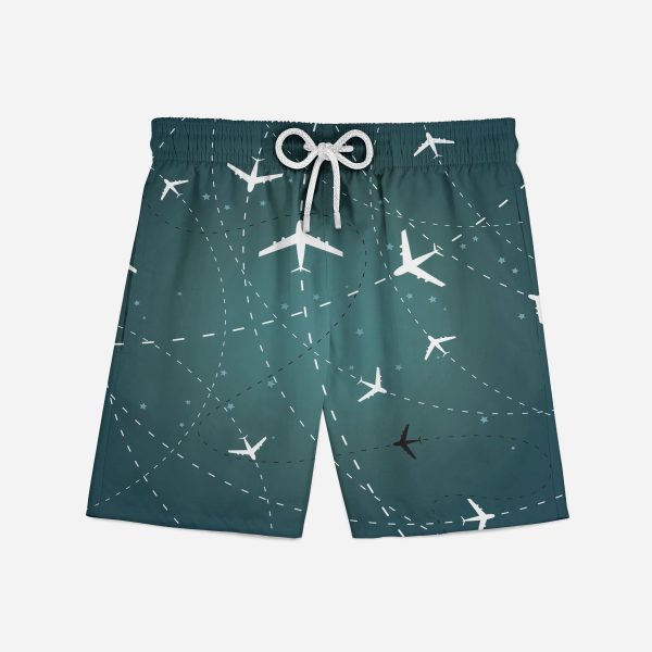 Travelling with Aircraft (Green) Designed Swim Trunks & Shorts Cheap