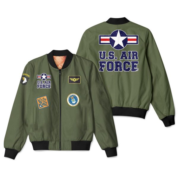 US Air Force + Patches Designed 3D Pilot Bomber Jackets For Sale