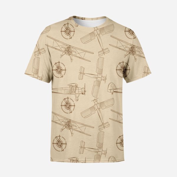 Very Cool Vintage Planes Printed 3D T-Shirts For Discount