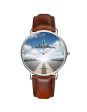 Taking Off Aircraft Printed Leather Strap Watches Hot on Sale