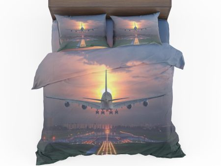 Super Airbus A380 Landing During Sunset Designed Bedding Sets Online