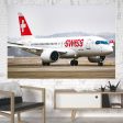 Swiss Airlines Bombardier CS100 Printed Canvas Posters (1 Piece) Fashion